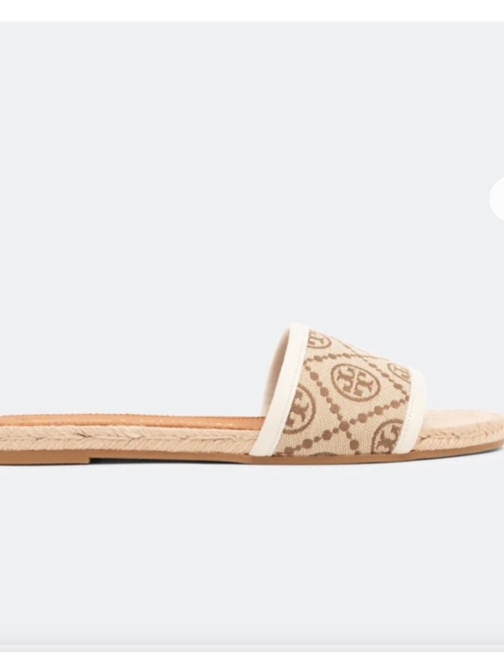 Tory Burch T Monogram Espadrille Slide Hazel Jacquard Nappa Leather Size 8 - Picture 2 of 8